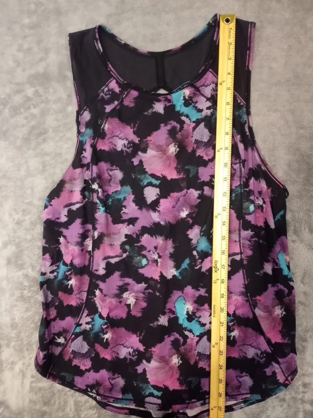 Lululemon Floral Watercolor Sleeveless Top - Purple/Black Size 12
